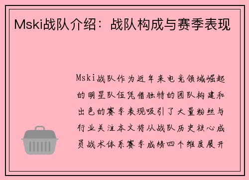 Mski战队介绍：战队构成与赛季表现